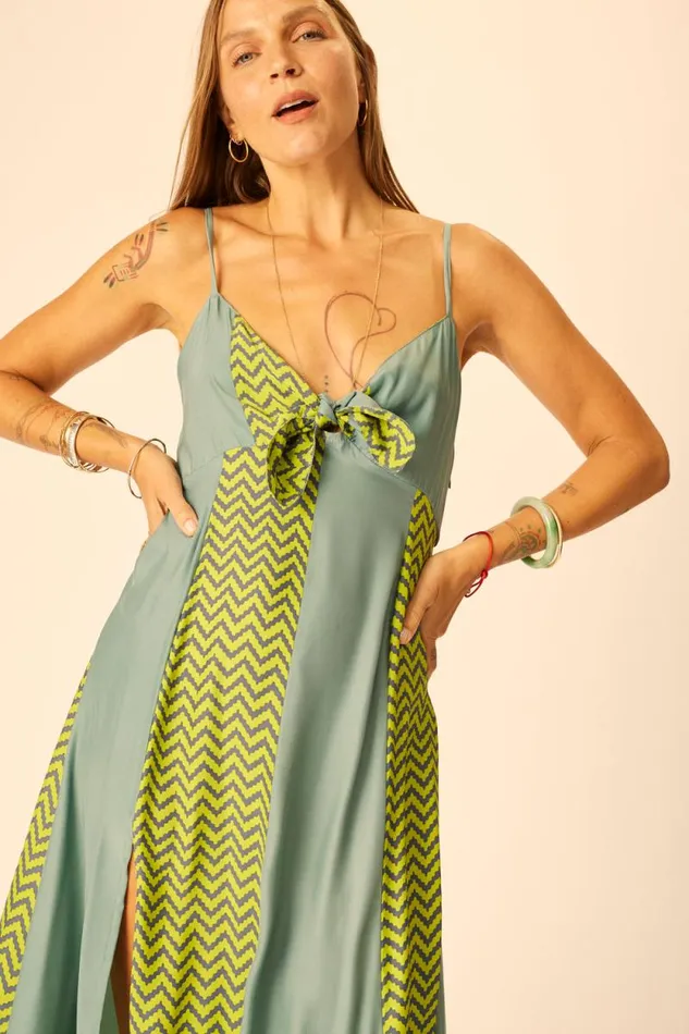 Dresses Shop Natalie Martin SOPHIE DRESS Block Zigzag Lime