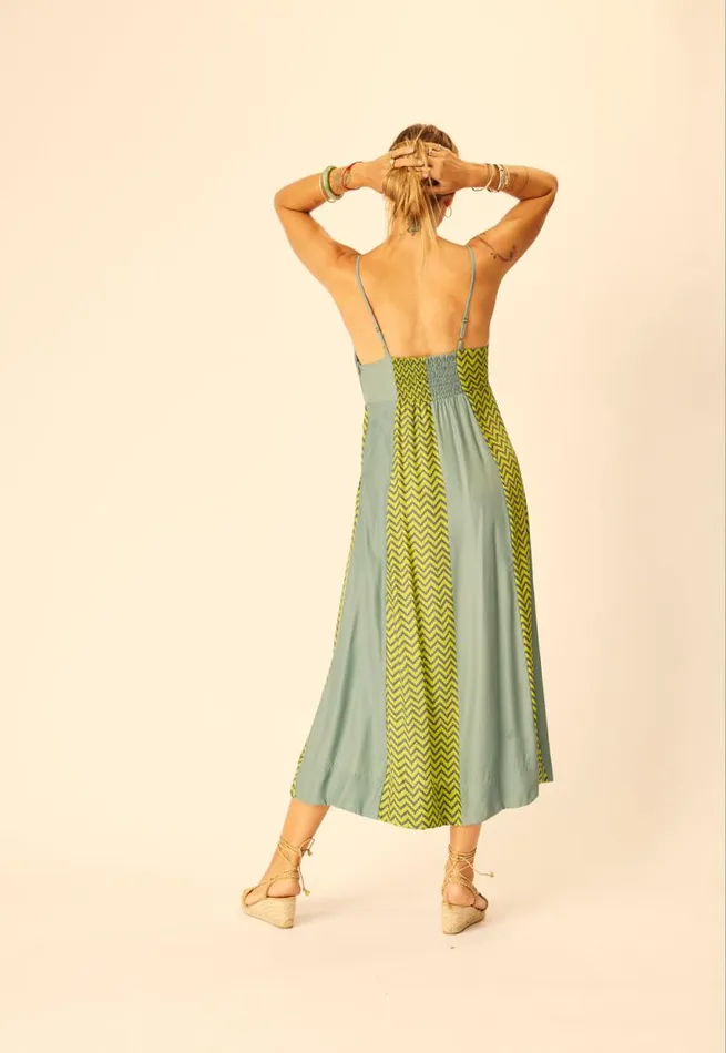 Dresses Shop Natalie Martin SOPHIE DRESS Block Zigzag Lime