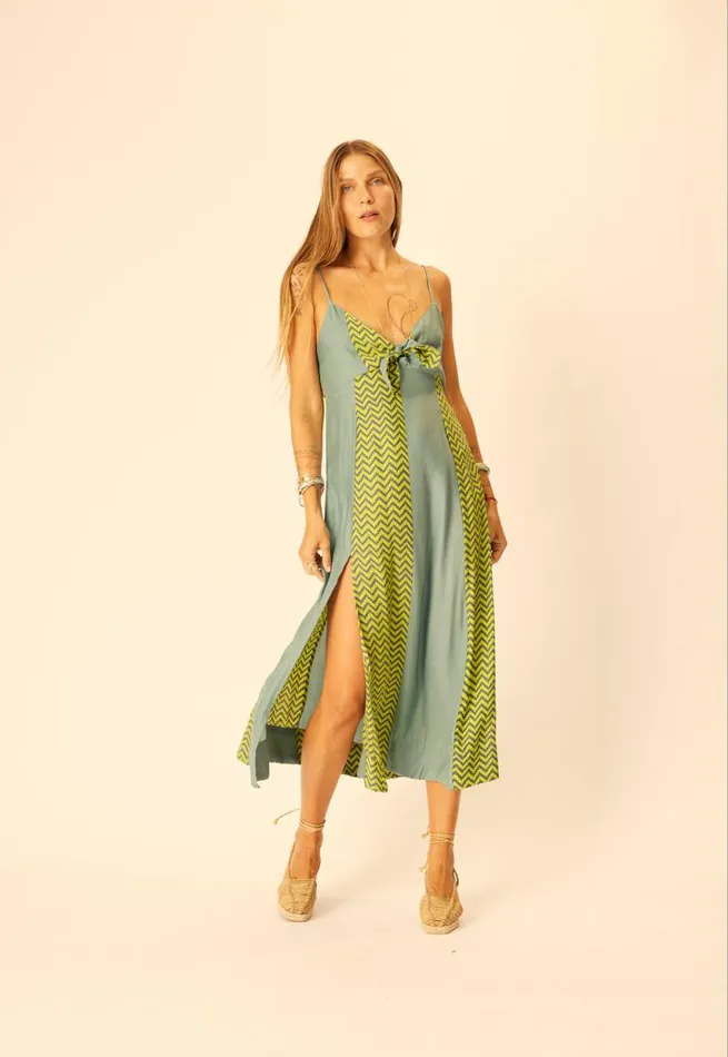 Dresses Shop Natalie Martin SOPHIE DRESS Block Zigzag Lime