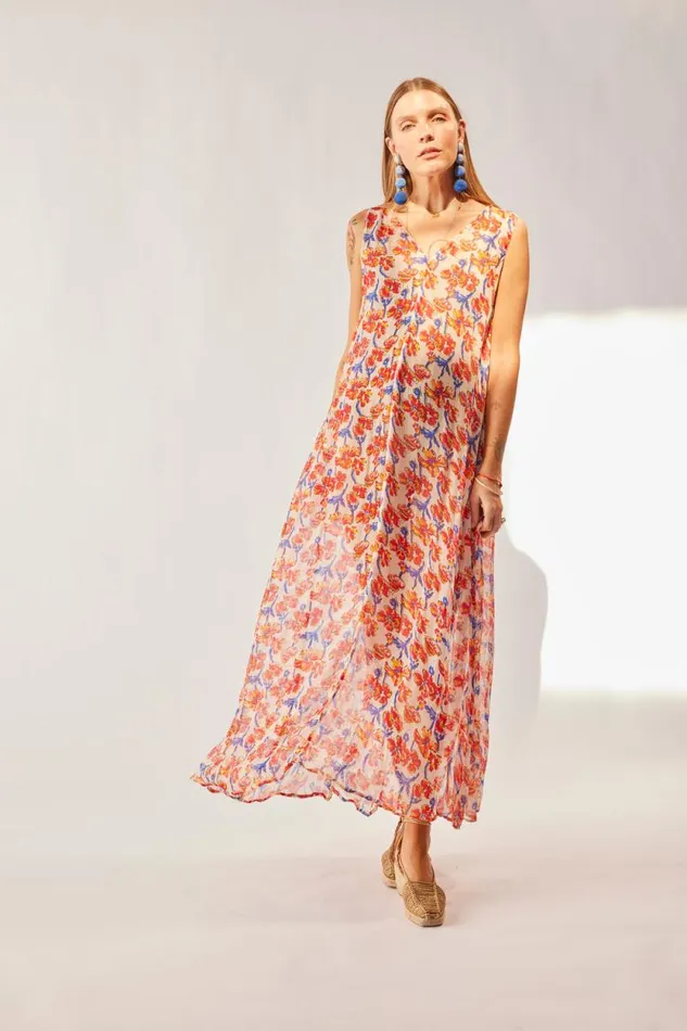 Dresses Shop Natalie Martin TOVA MAXI Chiffon Watercolor Onyx