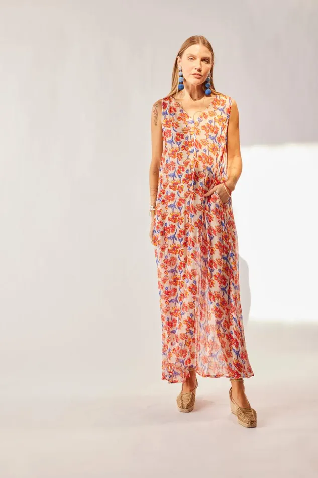 Dresses Shop Natalie Martin TOVA MAXI Chiffon Watercolor Onyx