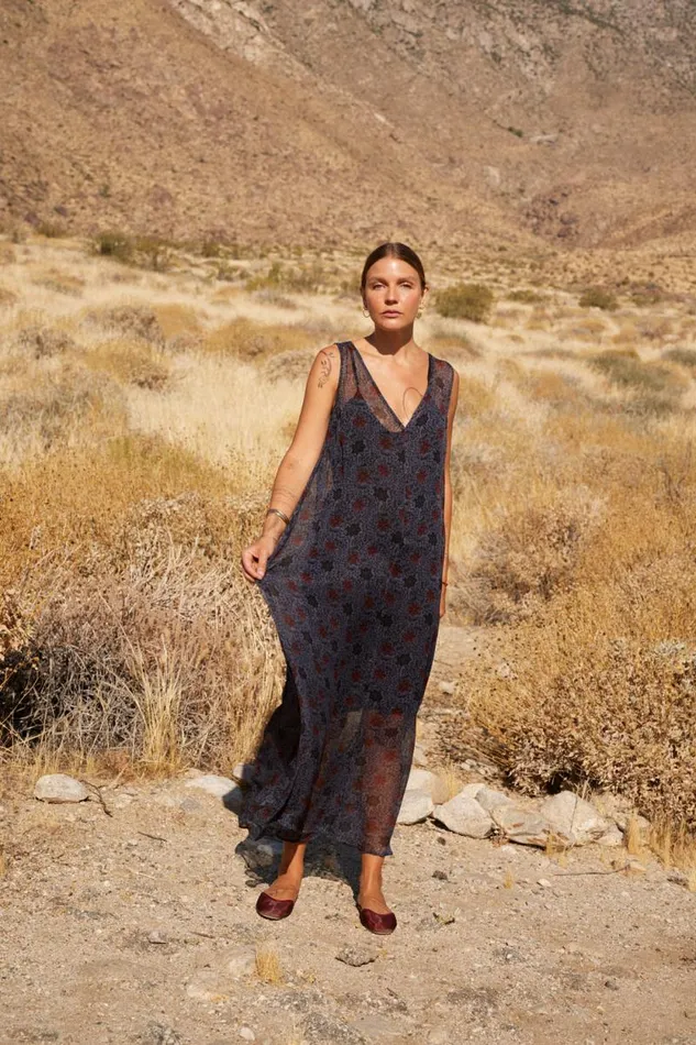 Dresses Shop Natalie Martin TOVA MAXI Snowflake Steel Blue