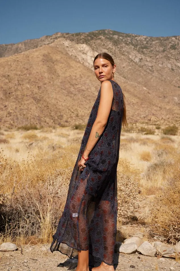 Dresses Shop Natalie Martin TOVA MAXI Snowflake Steel Blue