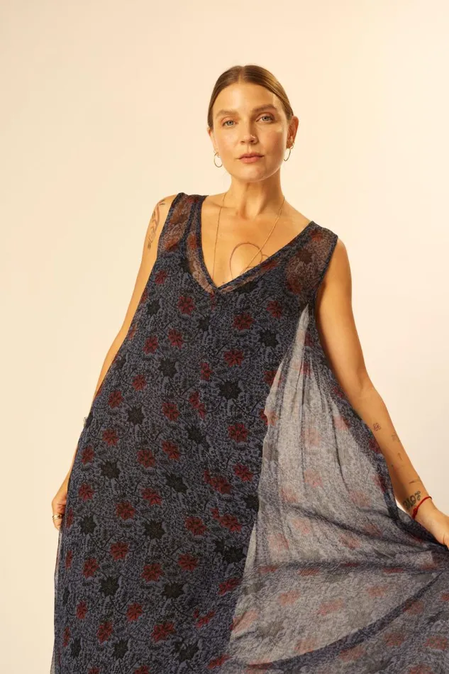 Dresses Shop Natalie Martin TOVA MAXI Snowflake Steel Blue