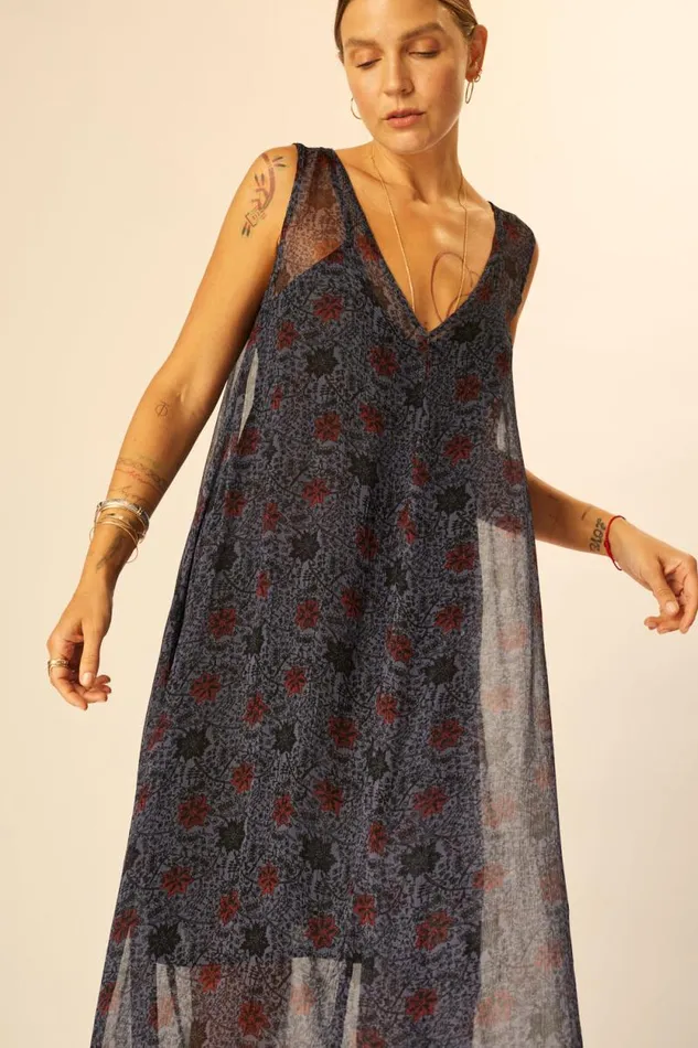 Dresses Shop Natalie Martin TOVA MAXI Snowflake Steel Blue