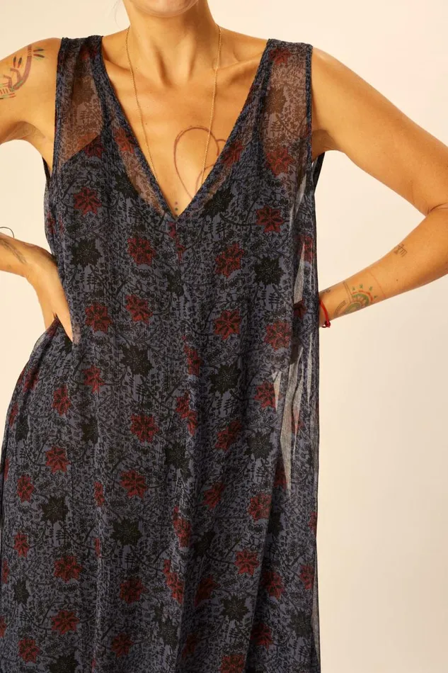 Dresses Shop Natalie Martin TOVA MAXI Snowflake Steel Blue