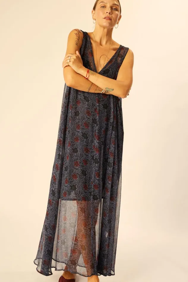 Dresses Shop Natalie Martin TOVA MAXI Snowflake Steel Blue