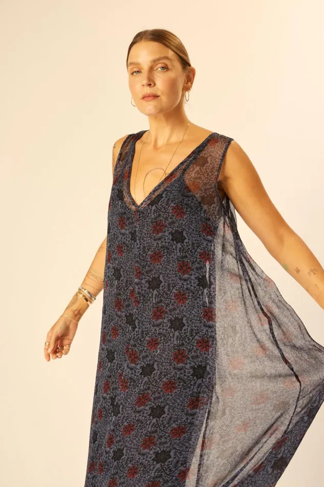 Dresses Shop Natalie Martin TOVA MAXI Snowflake Steel Blue