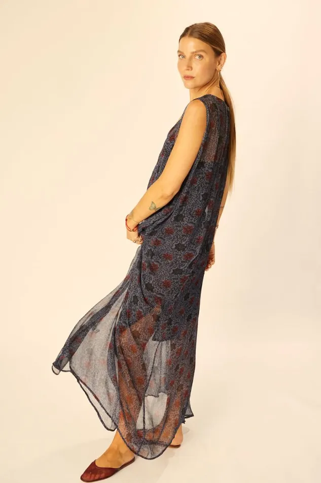 Dresses Shop Natalie Martin TOVA MAXI Snowflake Steel Blue