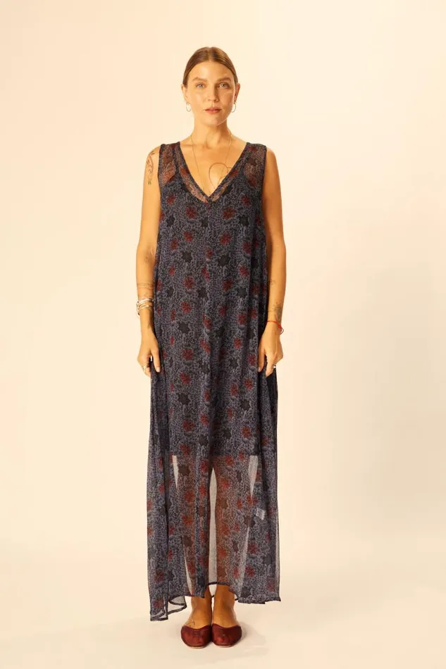Dresses Shop Natalie Martin TOVA MAXI Snowflake Steel Blue