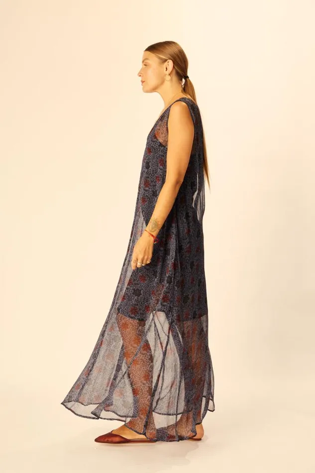 Dresses Shop Natalie Martin TOVA MAXI Snowflake Steel Blue
