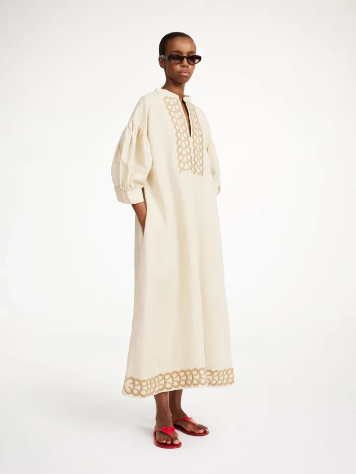 Dresses Women By Malene Birger Lydea Linen Maxi Dress Oyster Gray