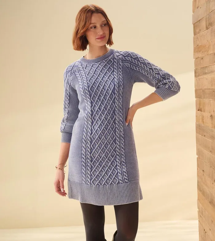 Dresses Women Hatley Juliet Cable Knit Dress 8211 Bleached Denim