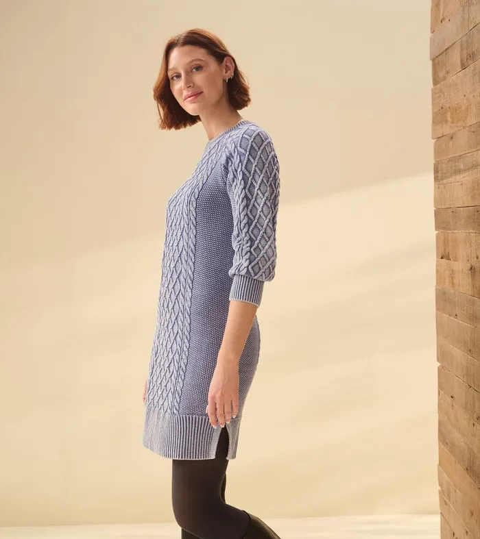 Dresses Women Hatley Juliet Cable Knit Dress 8211 Bleached Denim