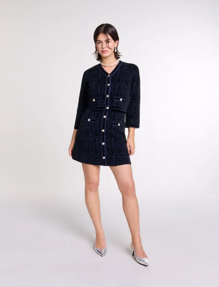 Dresses Women Maje 2In1 Velvet Knit Dress Blacknavy