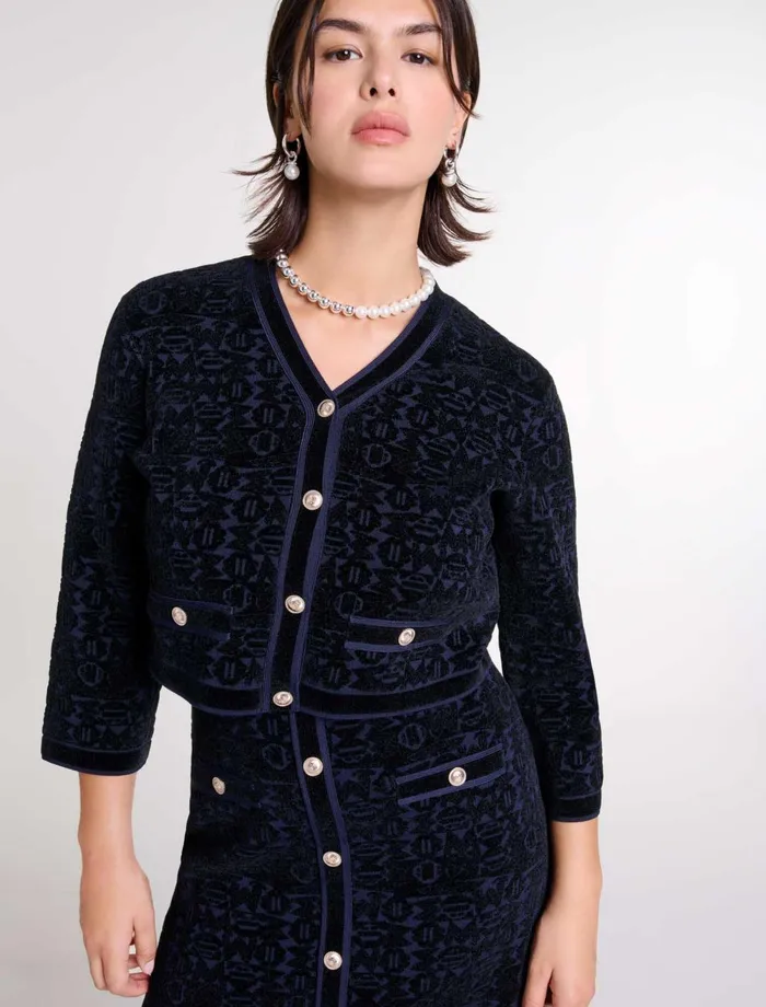 Dresses Women Maje 2In1 Velvet Knit Dress Blacknavy