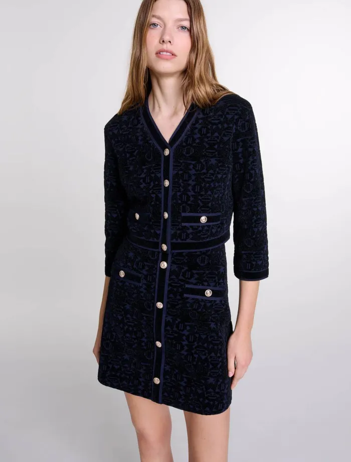 Dresses Women Maje 2In1 Velvet Knit Dress Blacknavy