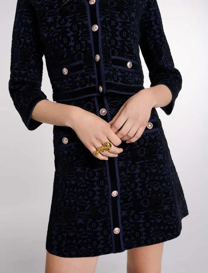 Dresses Women Maje 2In1 Velvet Knit Dress Blacknavy