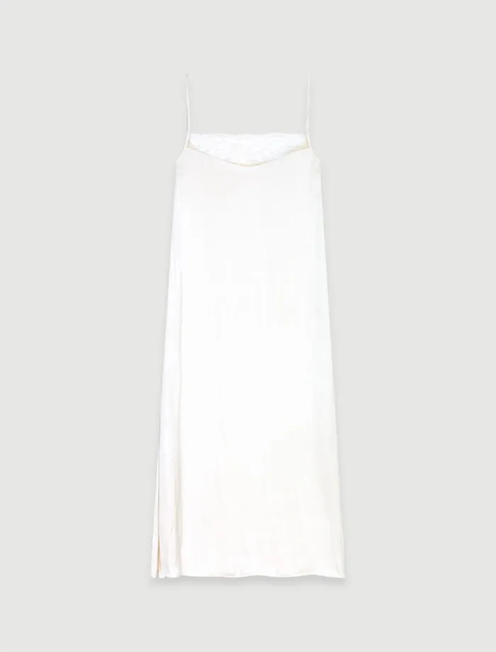Dresses Women Maje Long Satin Dress Ecru