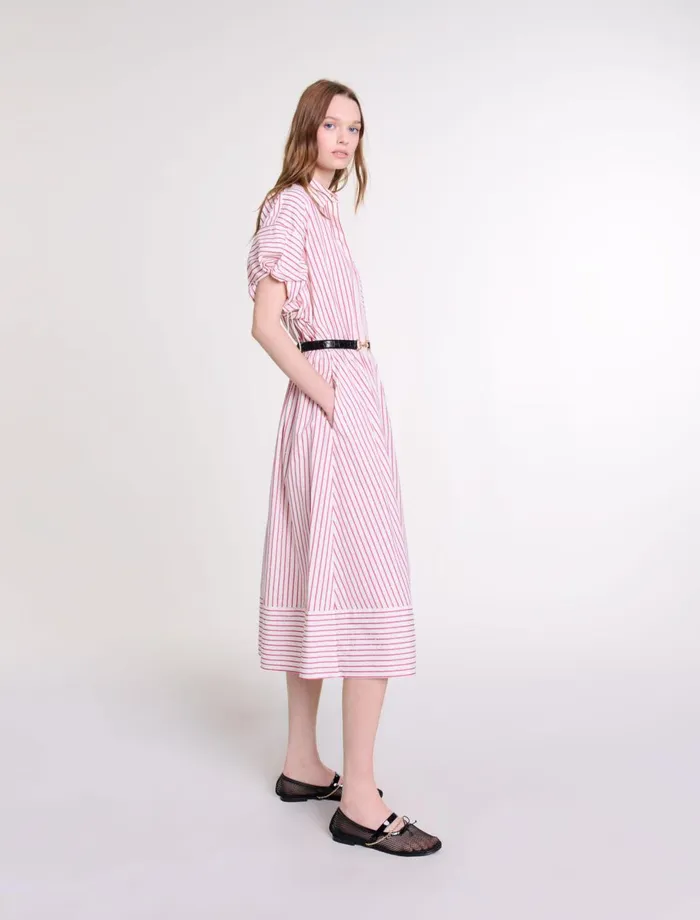 Dresses Women Maje Striped And Rhinestone Maxi Dress Red Rhinestone Stripe