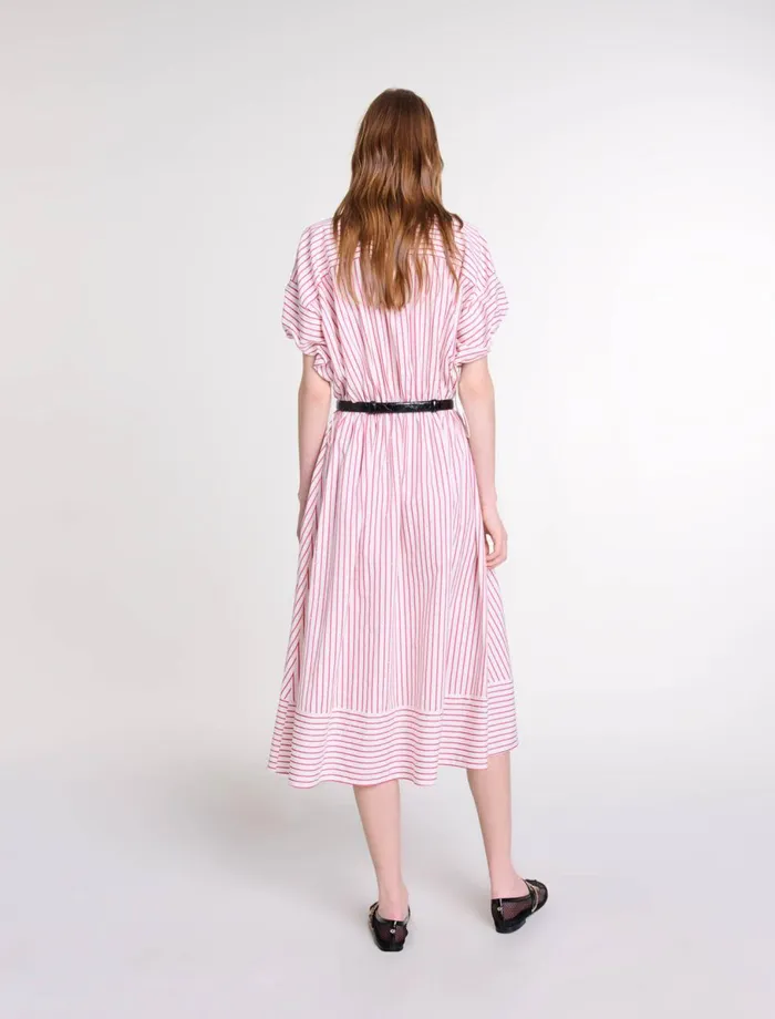 Dresses Women Maje Striped And Rhinestone Maxi Dress Red Rhinestone Stripe