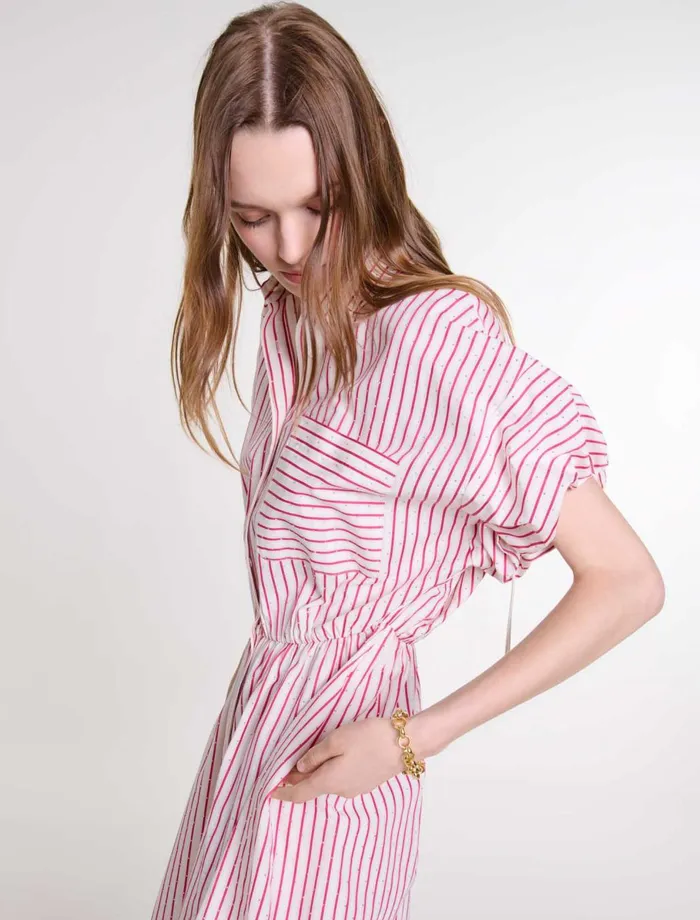 Dresses Women Maje Striped And Rhinestone Maxi Dress Red Rhinestone Stripe