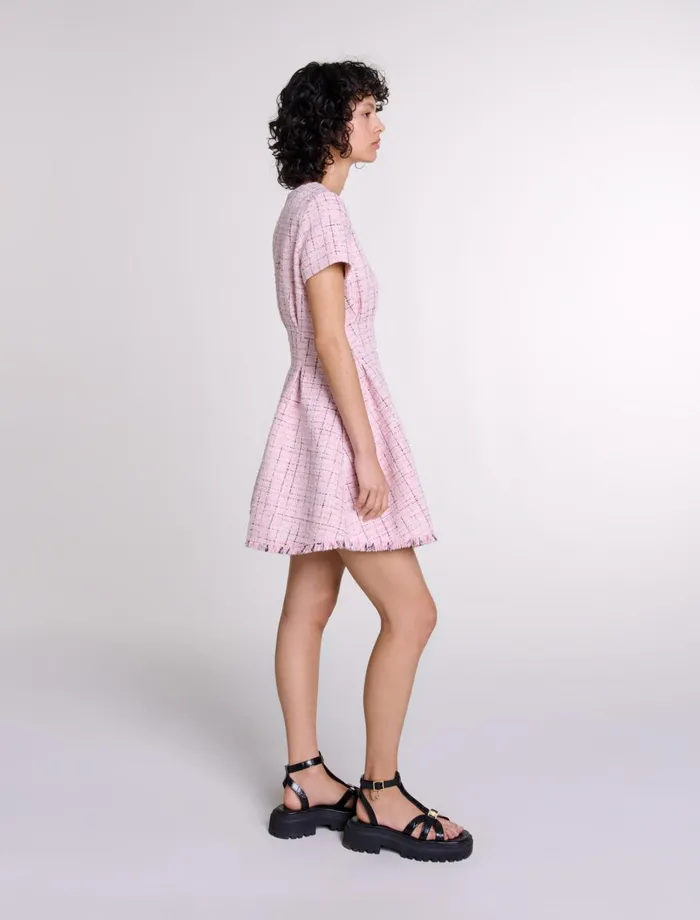Dresses Women Maje Tweed Babydoll Dress Pink