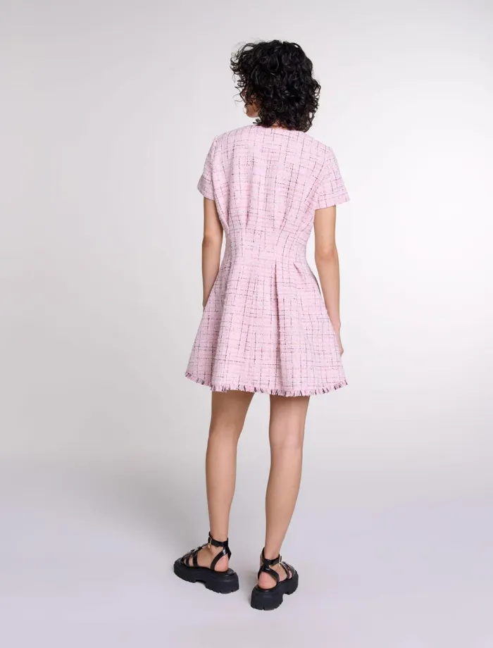 Dresses Women Maje Tweed Babydoll Dress Pink