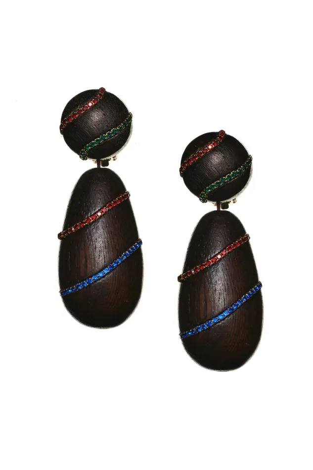 Earrings Women Sachin and Babi Hudson Earrings 8211 Wood Crystals