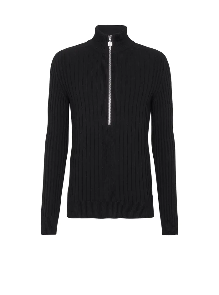 Ecocashmere Highneck Jumper Black Men Balmain Knitwear