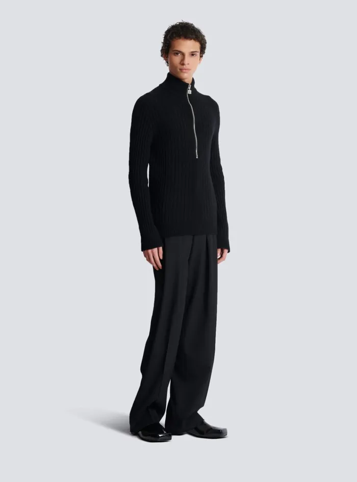 Ecocashmere Highneck Jumper Black Men Balmain Knitwear
