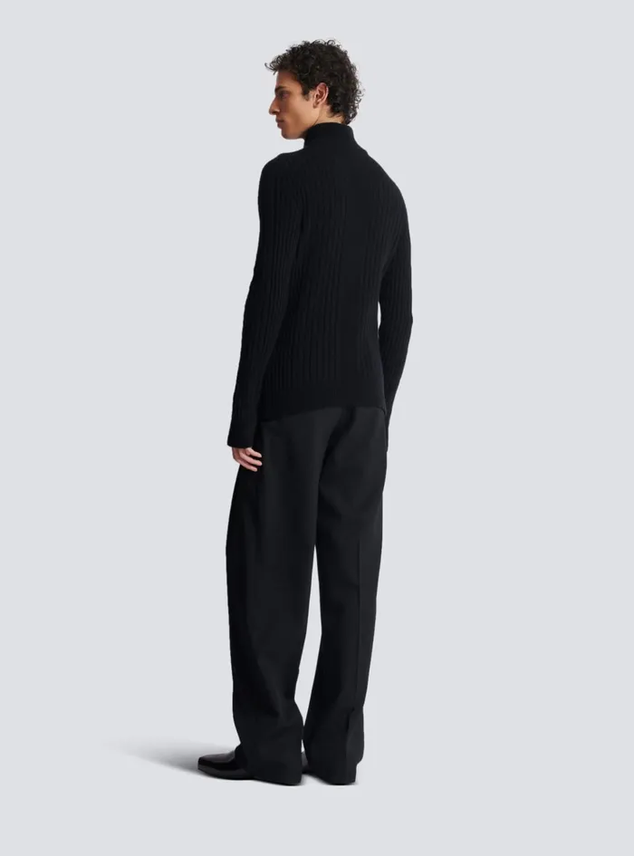 Ecocashmere Highneck Jumper Black Men Balmain Knitwear