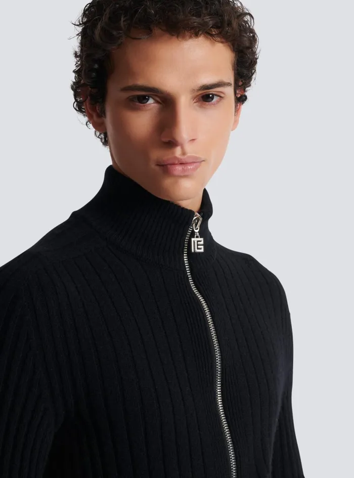 Ecocashmere Highneck Jumper Black Men Balmain Knitwear