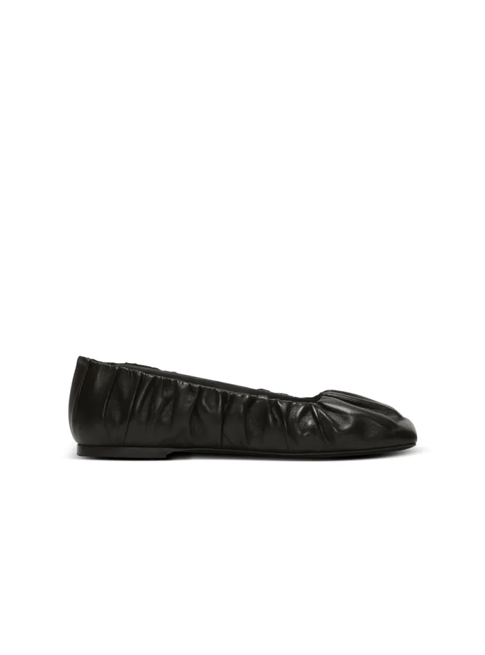 Eden Ballet Flats In Gathered Lambskin Black Women Balmain Flat Shoes