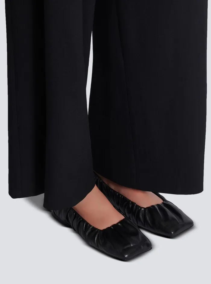 Eden Ballet Flats In Gathered Lambskin Black Women Balmain Flat Shoes