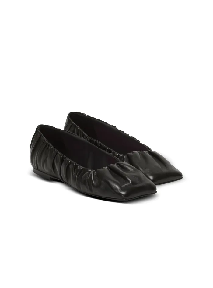 Eden Ballet Flats In Gathered Lambskin Black Women Balmain Flat Shoes