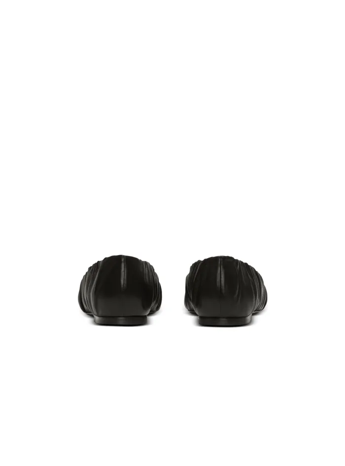 Eden Ballet Flats In Gathered Lambskin Black Women Balmain Flat Shoes