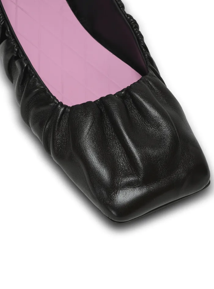 Eden Ballet Flats In Gathered Lambskin Black Women Balmain Flat Shoes