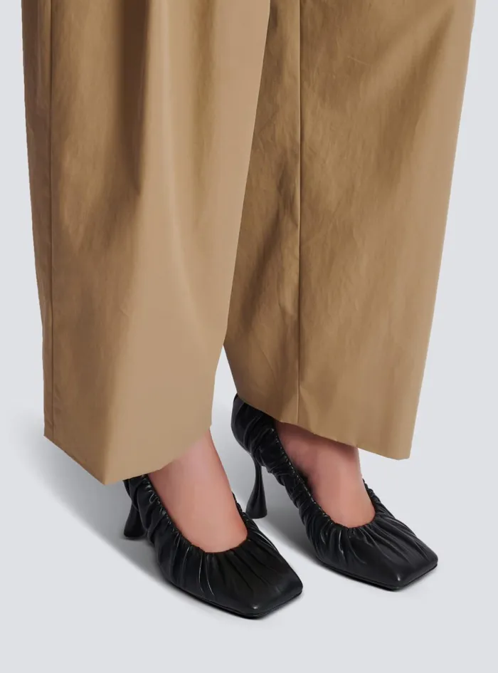 Eden Pumps In Gathered Lambskin Black Women Balmain High Heels and Pumps