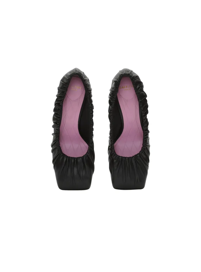 Eden Pumps In Gathered Lambskin Black Women Balmain High Heels and Pumps