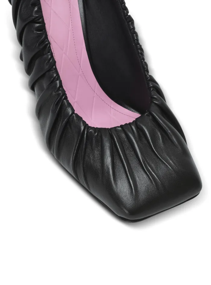 Eden Pumps In Gathered Lambskin Black Women Balmain High Heels and Pumps
