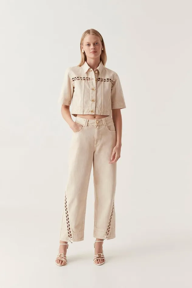 Effie Braided Denim Jeans Stone Women Aje Pants