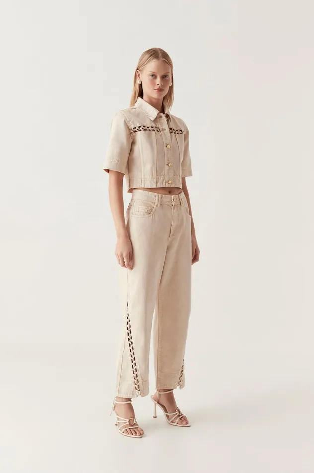Effie Braided Denim Jeans Stone Women Aje Pants