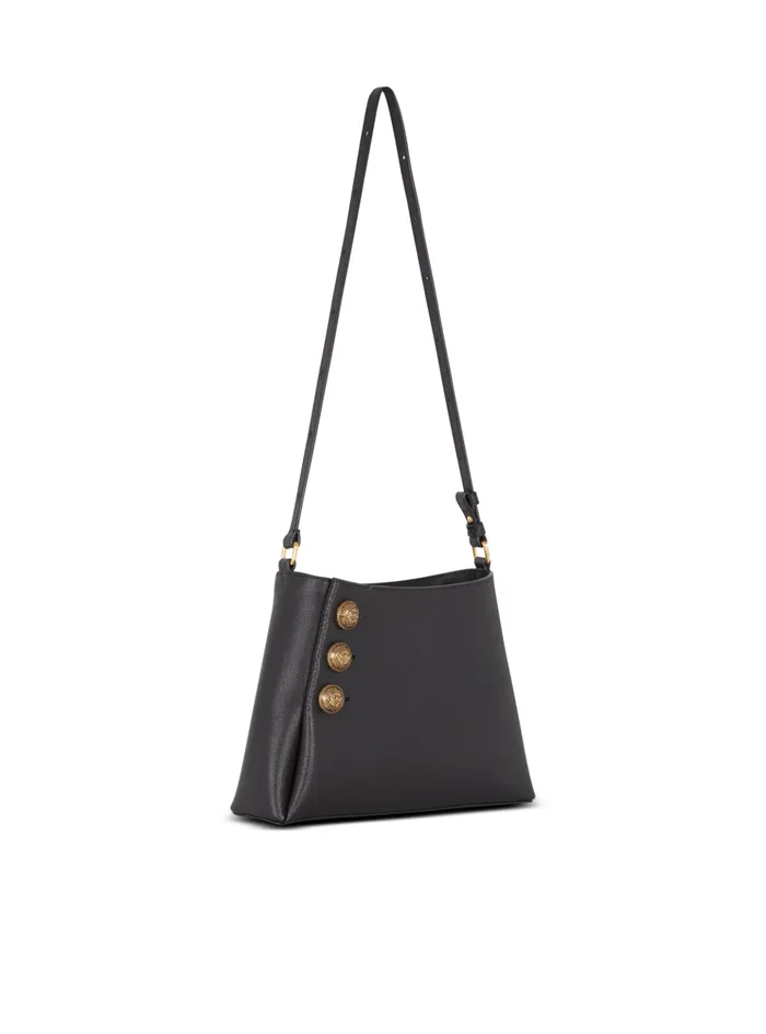 Emblegraveme Shoulder Bag In Grained Calfskin Black Women Balmain Handbags