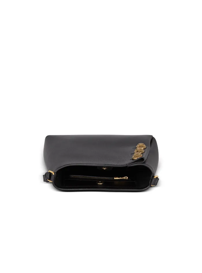 Emblegraveme Shoulder Bag In Grained Calfskin Black Women Balmain Handbags