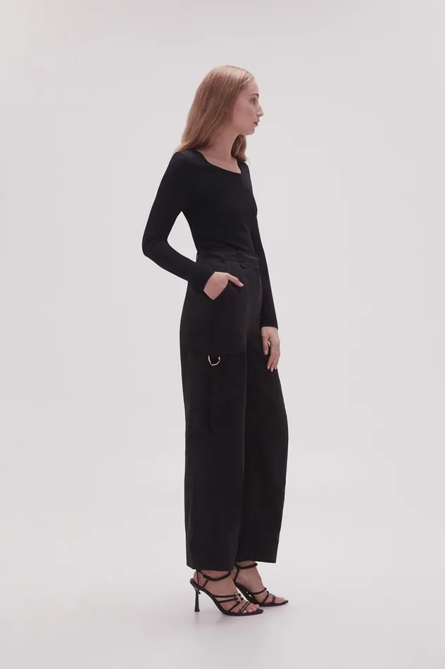 Escapade Ribbon Utility Pant Black Women Aje Pants