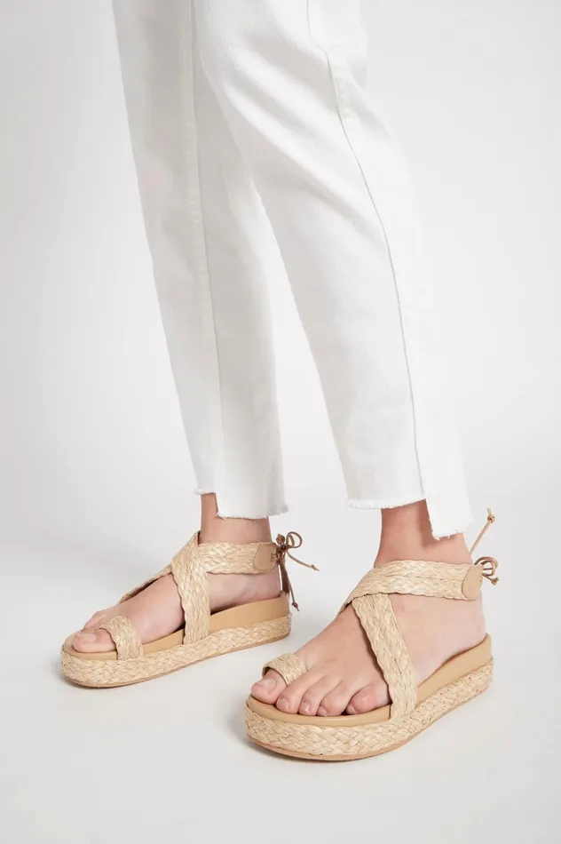 Evie Raffia Platform Sandal Natural Women Aje Shoes