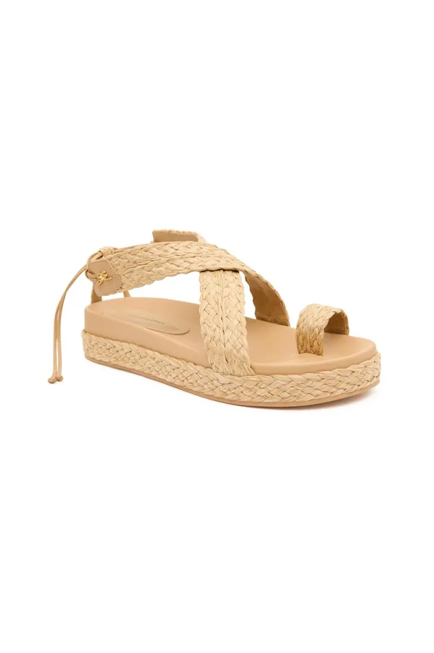 Evie Raffia Platform Sandal Natural Women Aje Shoes