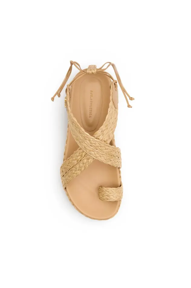 Evie Raffia Platform Sandal Natural Women Aje Shoes