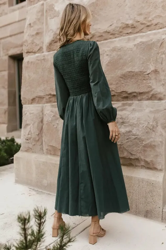 Eyelet Lace Smocked Dress In Teal Teal Women Bohme Dresses